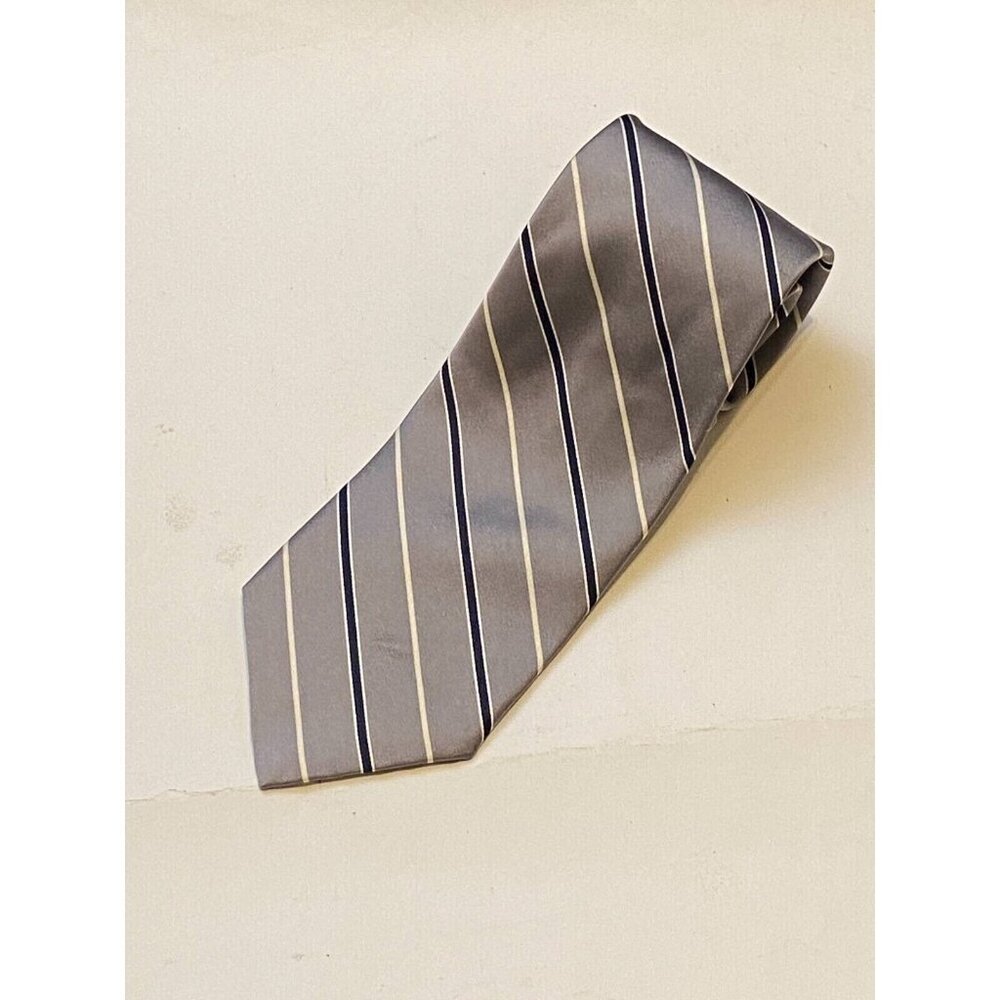 Brooks Brothers Makers Mens Tie Necktie Black/White/Grey Silk Repp Tie Classic